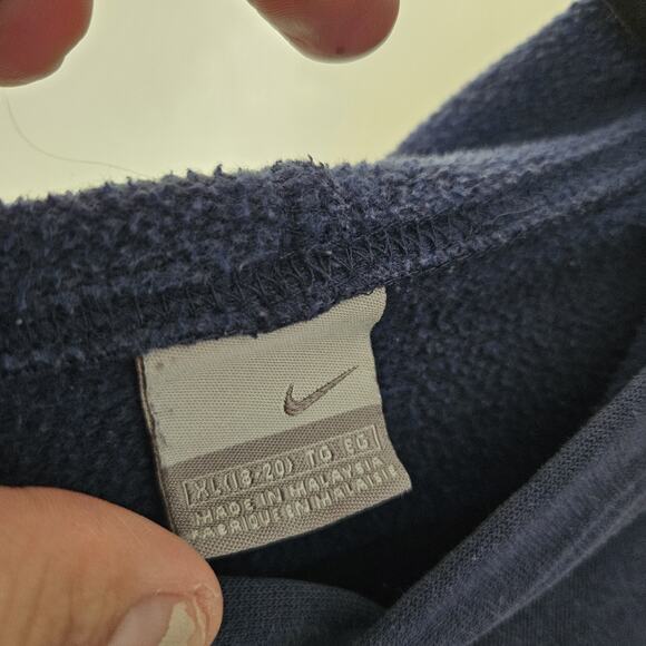 Vtg Nike Silver Grey Tag Center Swoosh Spellout Hoodie Kids XL Women XS Blue Y2K - Picture 6 of 9